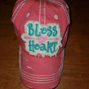 Pink & Teal Distressed Bless Your Heart Hat